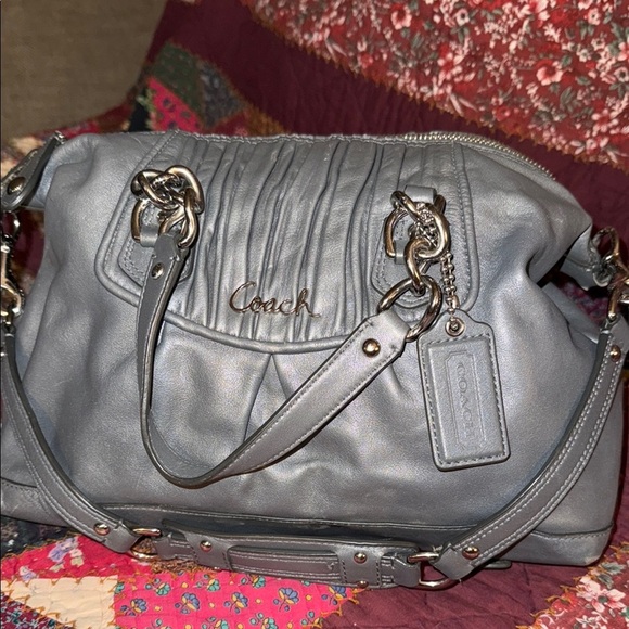 Coach F17647 Ashley Gray Leather 2-Way Satchel/ Shoulder Bag - Picture 1 of 13
